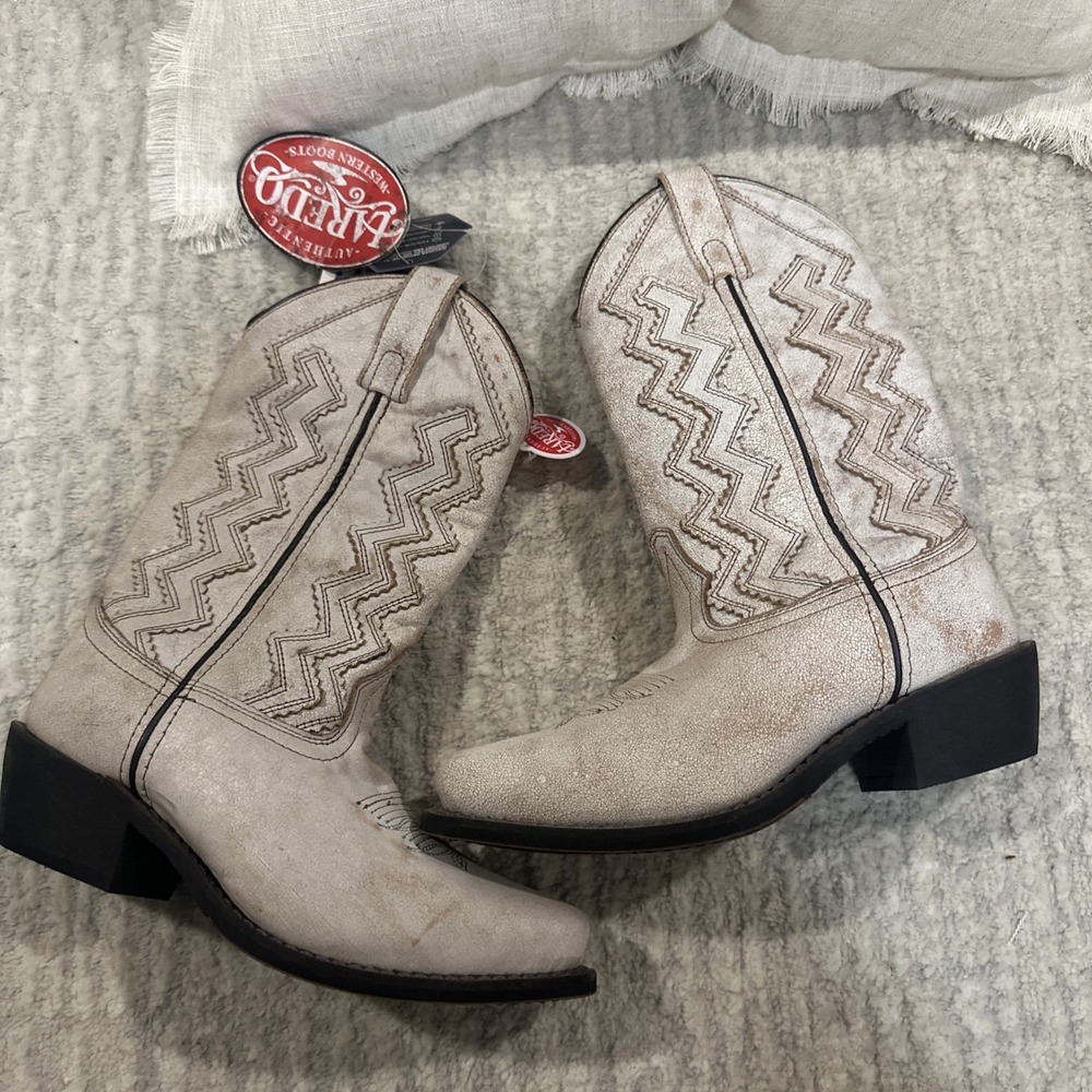Laredo Women's‎ Rustic Bone Overlay Western Boot Rodeo Festival Square Toe 51169